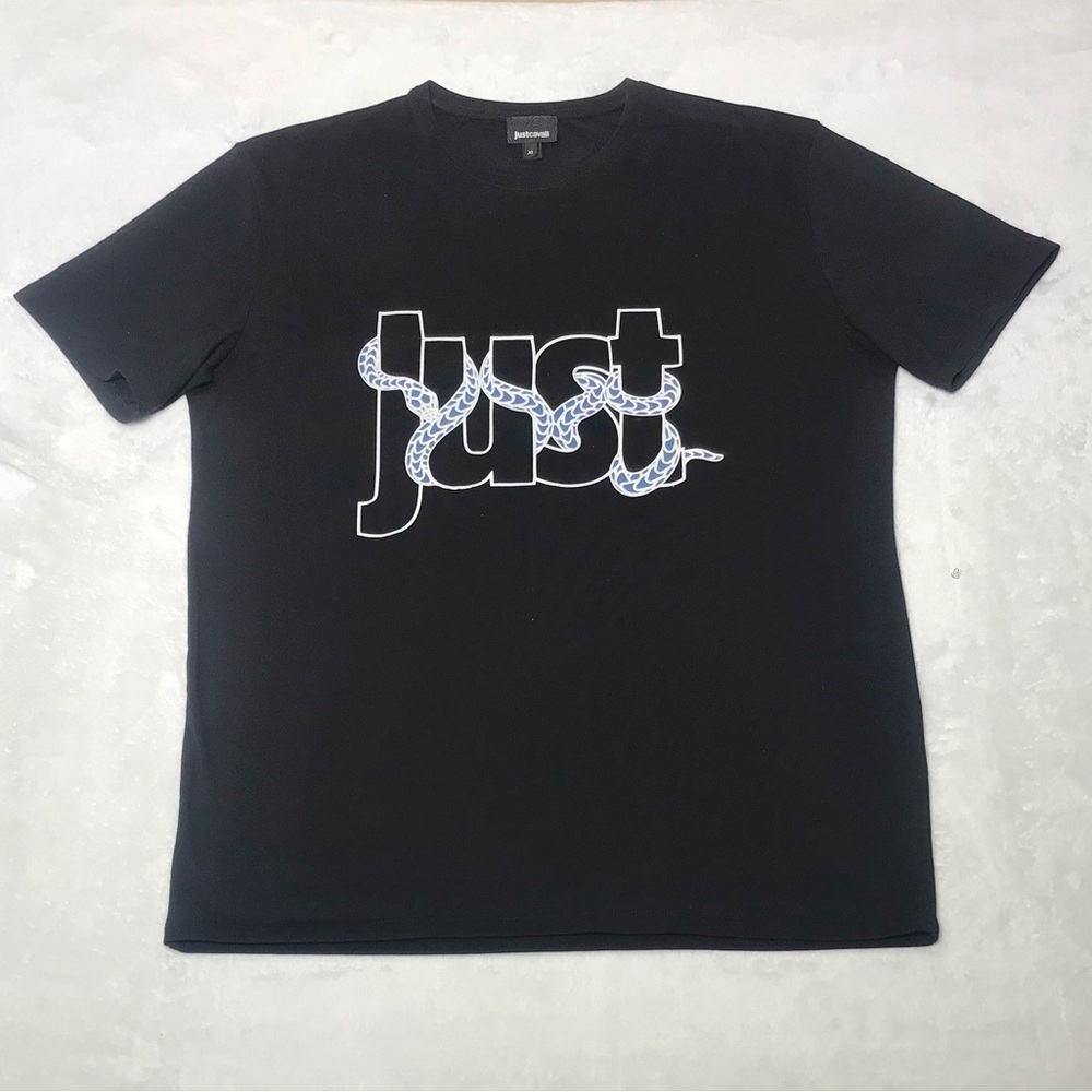 Just Cavalli Black Graphic Logo T-Shirt